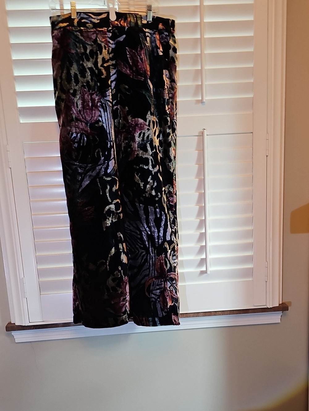 Chico's Velvet Wide-Leg Floral & Animal Print Pants - Black